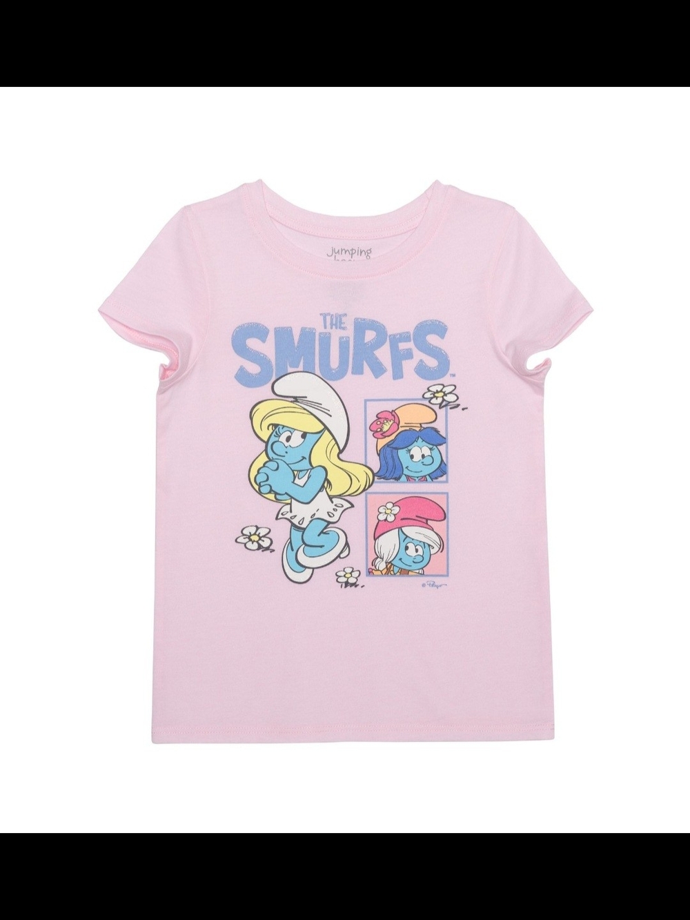 🌻 NWT The Smurfs Graphic Tee Pink Crewneck Short Sleeve Shirt Size 3